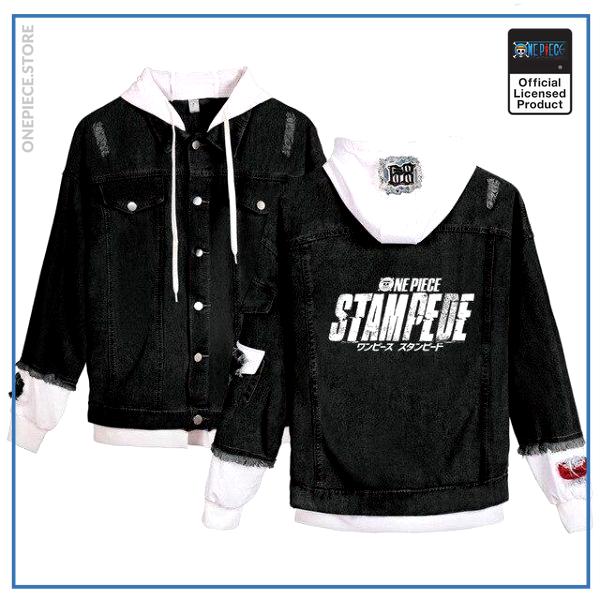 One Piece Jean Jacket  STAMPEDE (Black) OP1505 White / S Official One Piece Merch