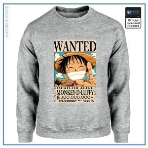 One Piece Пуловер Luffy Wanted OP1505 Сиво / S Официална стока One Piece