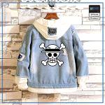 One Piece Jean Jacket <br> Straw Hat Jolly Roger OP1505 S Official One Piece Merch