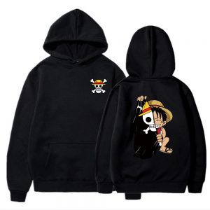 OLIPHEE Herren 3D Anime ONE Piece Druck Pullover Luffy Chopper Kapuzen Sweatshirt mit Kängurutasche 