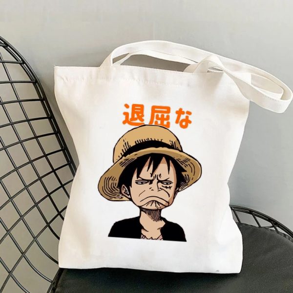 Harajuku Tumblr Graphic Ladies Shopping Bag Handbags Luffy Funny Face Anime Tote Bags Women Eco Reusable - One Piece Store
