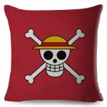 One Piece Pillow Cover - Anime One Piece Red Pirate Skull Pillow Cover 45x45cm