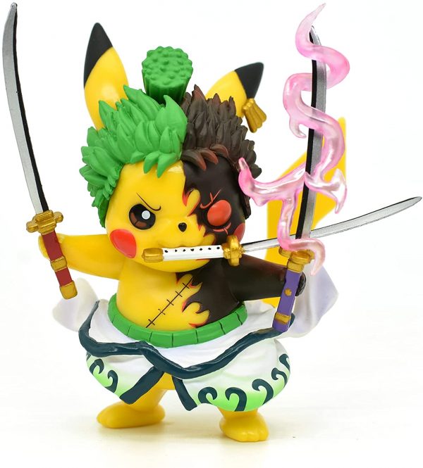 PVC 4 Pokemon Anime Kawaii Pikachu Cosplay Roronoa Zoro Action Figure Statues GK Collection Birthday Gifts - One Piece Store