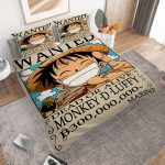 One Piece Bedding Sets - Wanted Luffy Printed Bedding Set Duvet Cover With Pillowcase