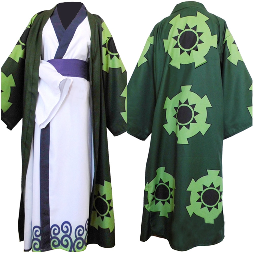 One Piece Roronoa Zoro Cosplay Costume Kimono Robe Full Suit Halloween Carnival