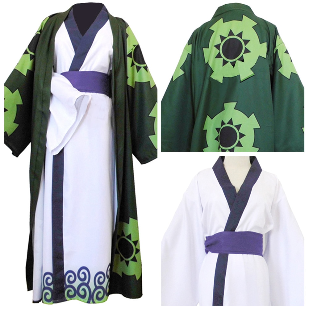 One Piece Roronoa Zoro Cosplay Costume Kimono Robe Full Suit Halloween Carnival