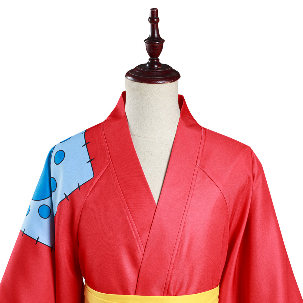 One Piece Wano Country Monkey D. Luffy Cosplay Costume Kimono Outfits Halloween Carnival Suit