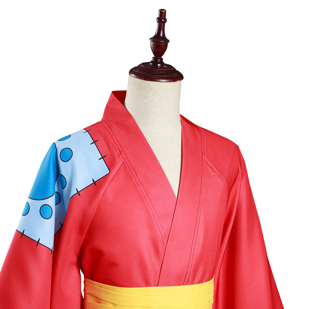 One Piece Wano Country Monkey D. Luffy Cosplay Costume Kimono Outfits Halloween Carnival Suit