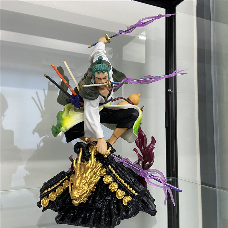 37cm Big Anime One Piece Ronoa Zoro Three-blade Sauron Roronoa Zoro PVC Action Collection Figure Model Gift