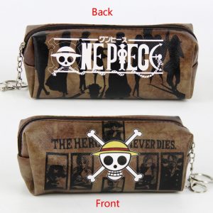 Anime Pirate King PU Leather Cosmetic Bag Luffy Zipper Pencil Bag for School Supplies - One Piece Store