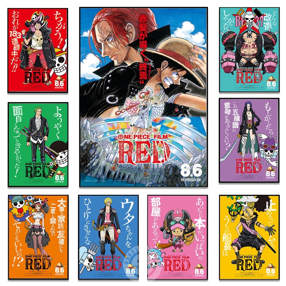 One Piece Film Red Poster Prints 2022 Japanese Anime Fantasy Action Adventure Movies Wall Art Canvas - One Piece Store