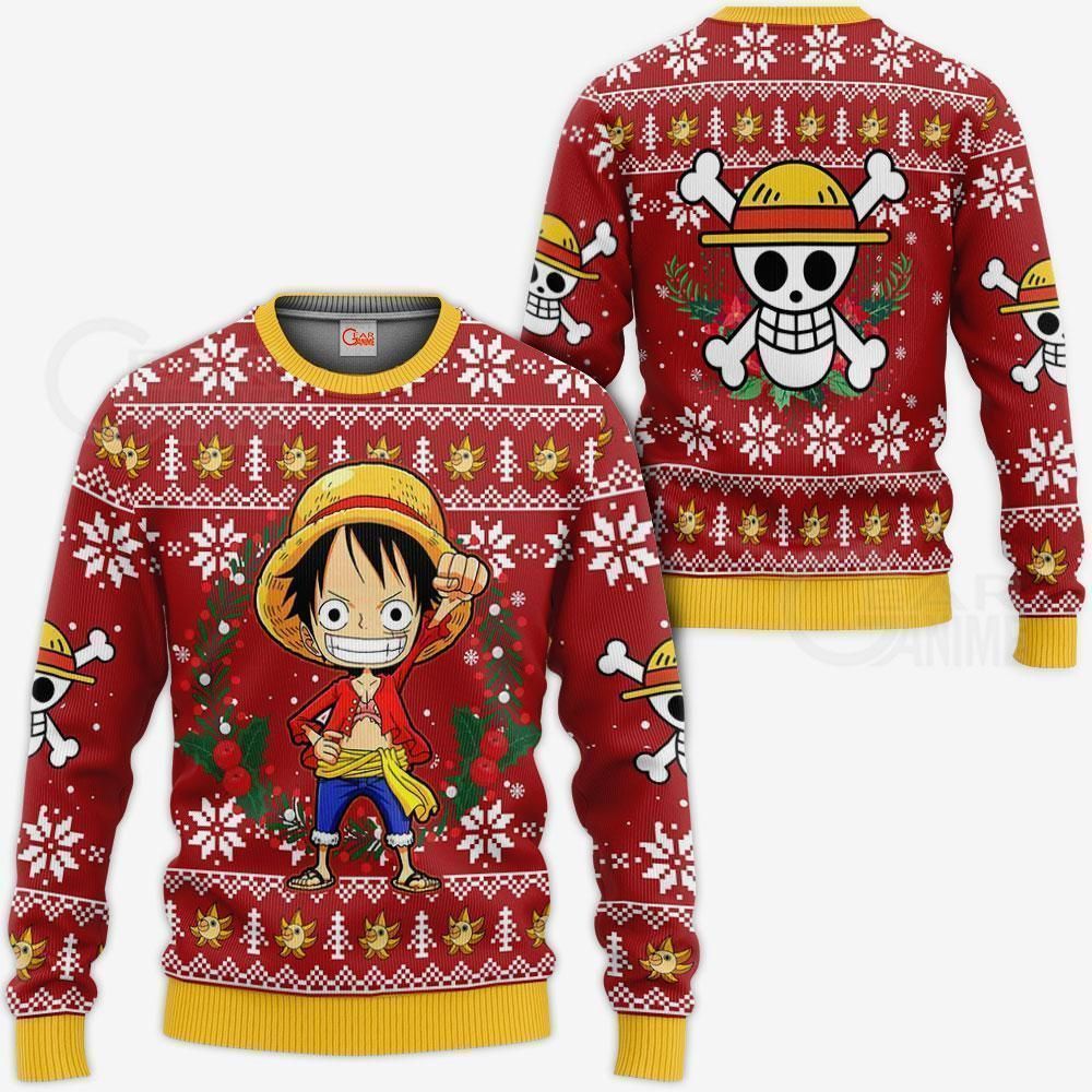 Luffy Ugly Christmas Sweater One Piece Anime Xmas GG0711
