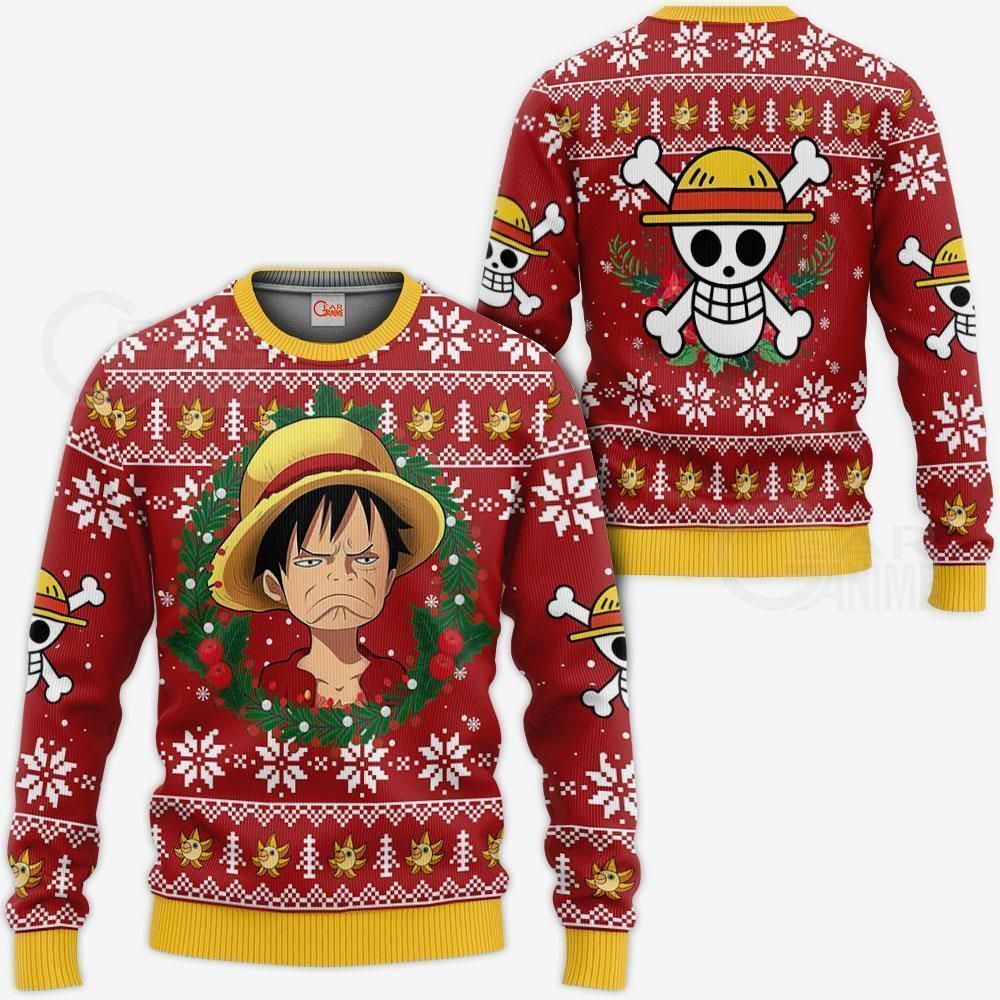 Monkey D. Luffy Ugly Christmas Sweater Noël personnalisé pour les fans de One Piece GG0711
