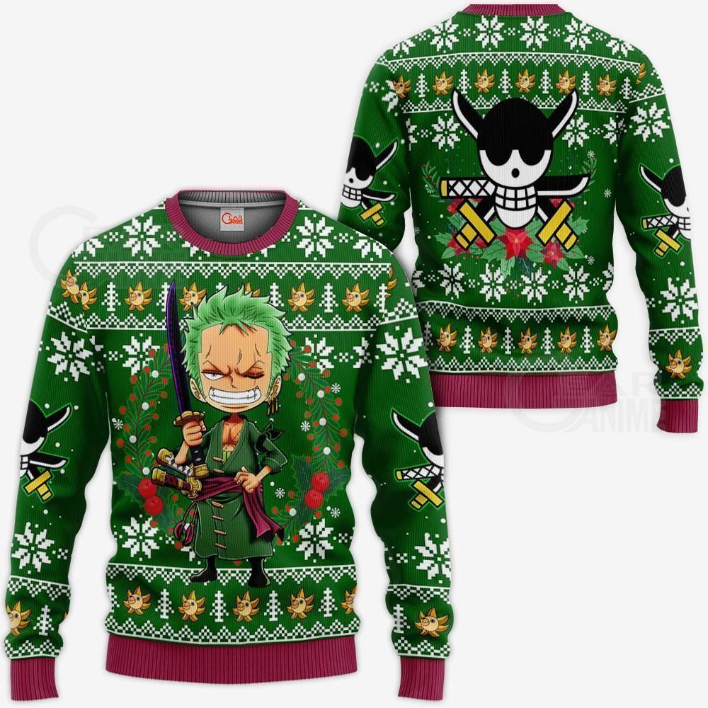 Happy Zoro Ugly Christmas Sweater One Piece Anime Xmas GG0711