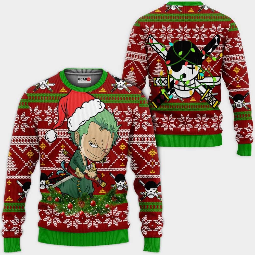 Zoro Ugly Christmas Sweater Custom One Piece Аниме Коледни подаръци GG0711