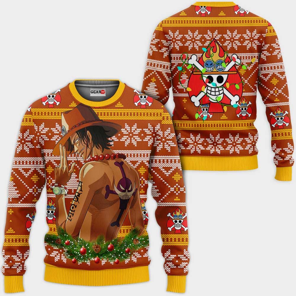 Portgas Ace Ugly Christmas Sweater Custom One Piece Anime Xmas Gifts GG0711