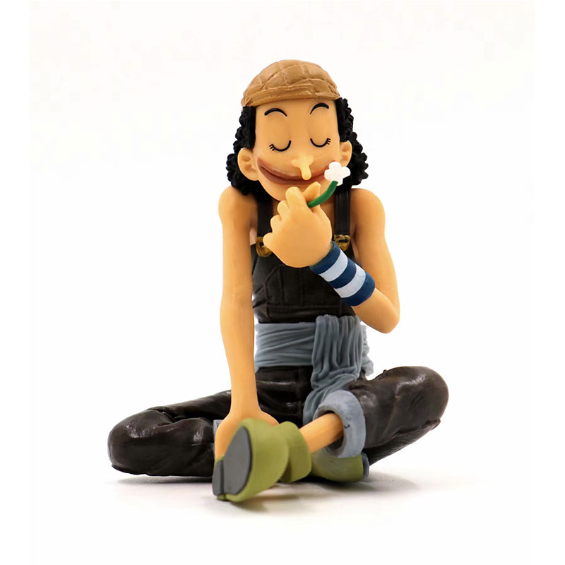 11CM Anime ONE PIECE Usopp Smell Flowers Sitting Posture Action Figure Dolls Decoration Collection Children s - One Piece Store
