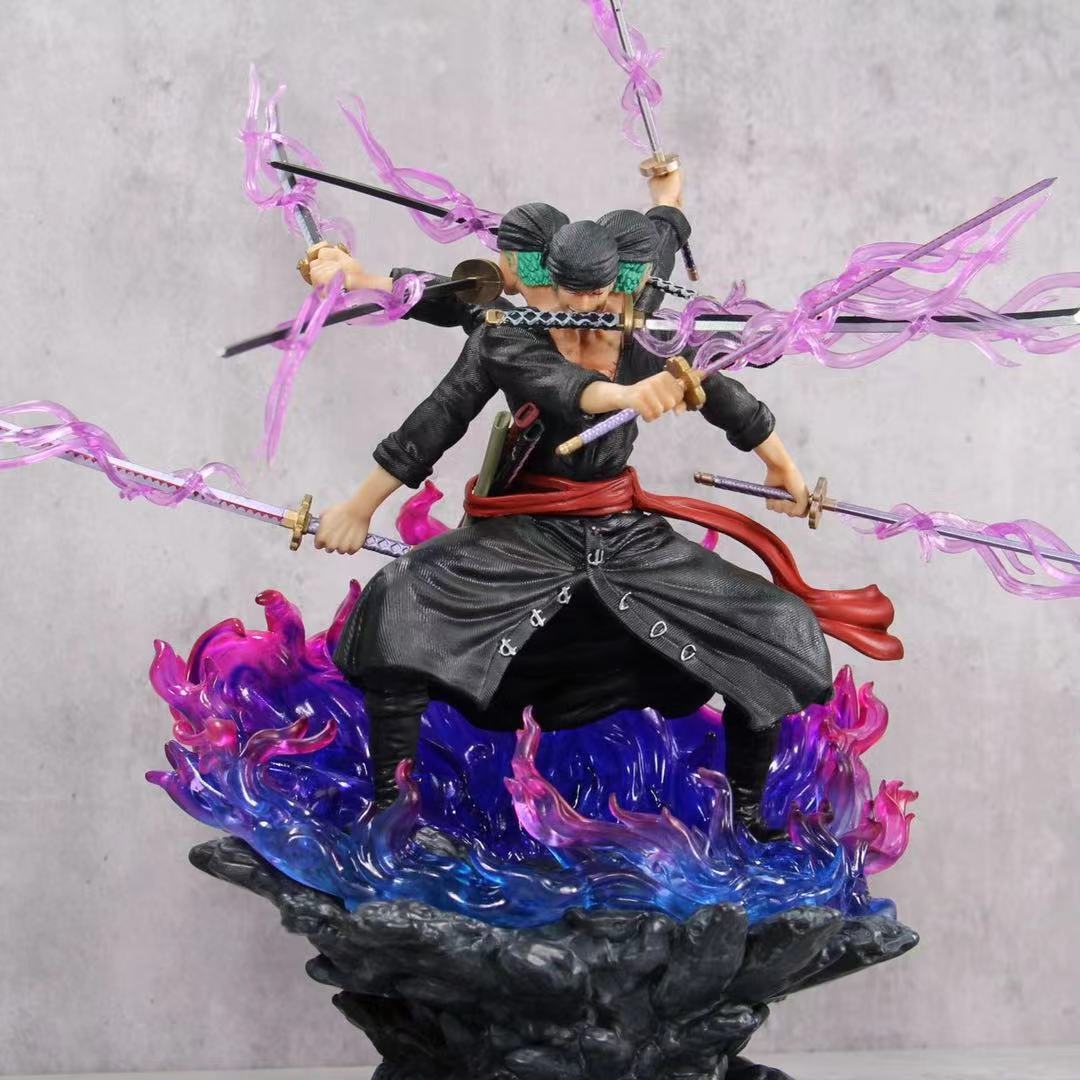 39cm One Piece Anime Roronoa Zoro Wano Country Three Heads and Six Arms Nine Knives Flow 3 - One Piece Store