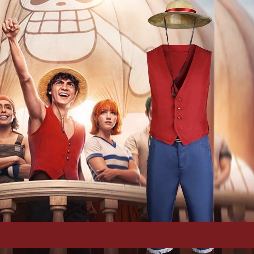 One Piece Cosplay - Luffy Live Action Full Set Outfit Cosplay Costume