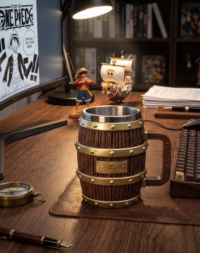 One Piece Mugs - Ace Luffy Sabo Wine Barrel Cup Cheers Series Gold Silver photo review