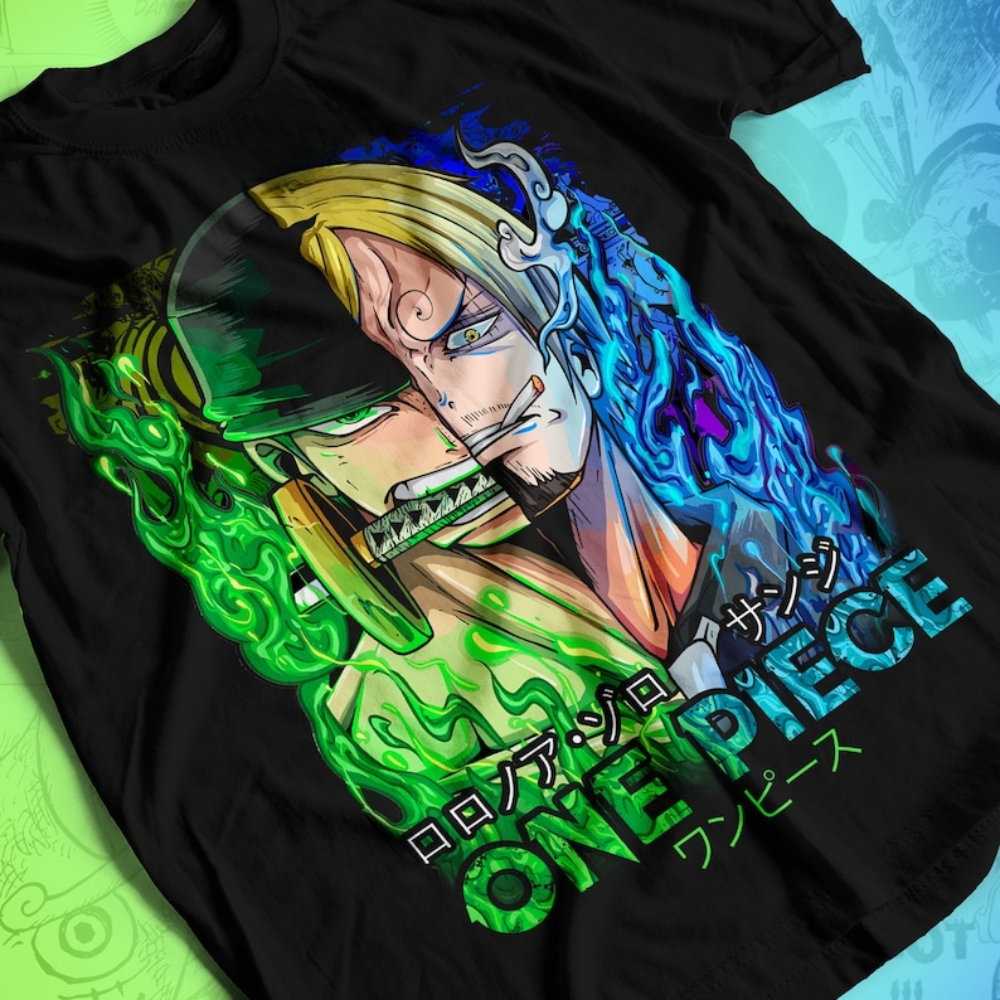 Maglietta One Piece Ufficiale, Unisex, Nera, Con Stampa Di Monkey D. Rufy, Zoro, Sanji, Nami E Usopp, 100% Cotone