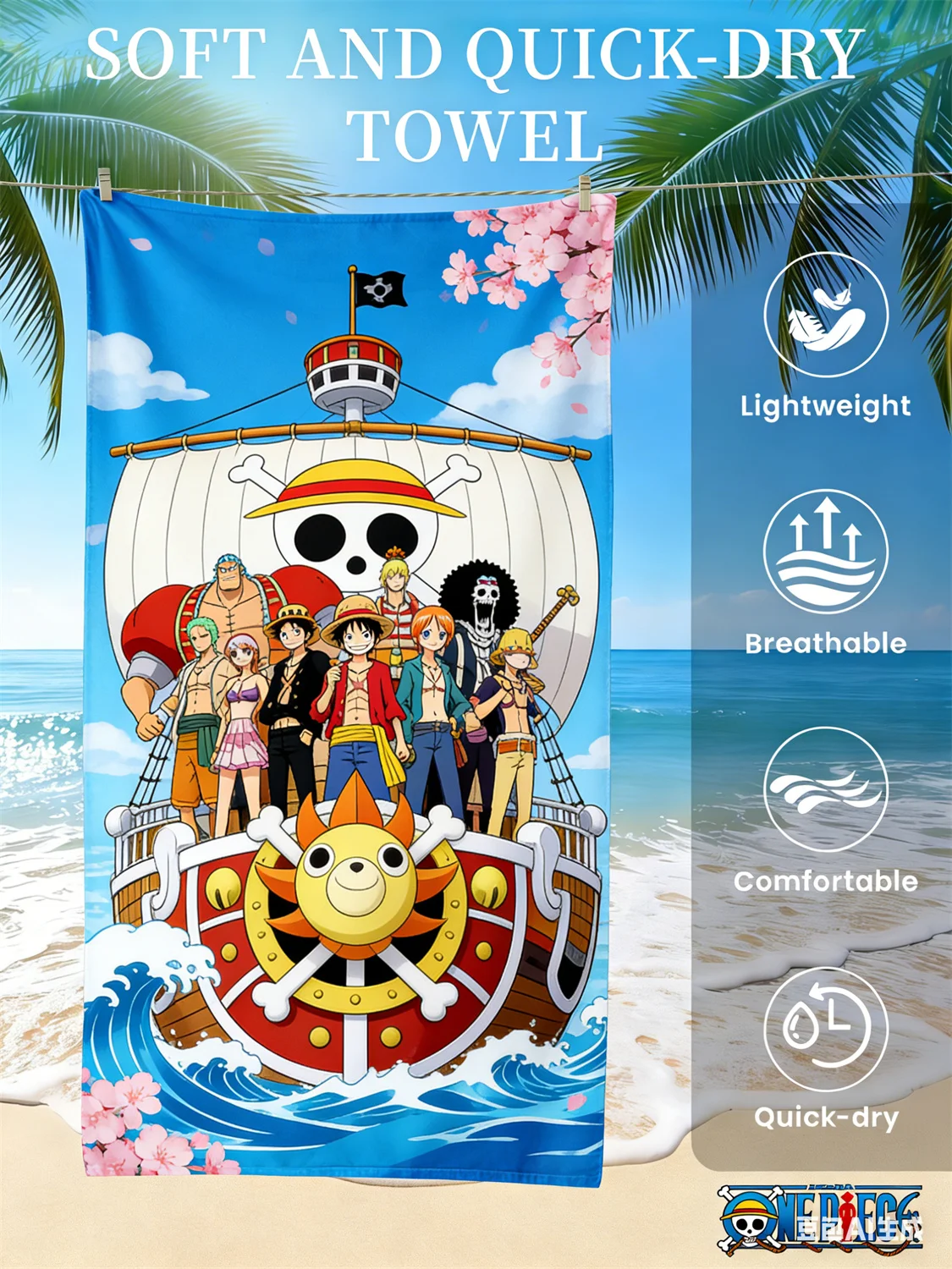 One Piece Monkey D. Luffy Limited Edition Pirate Themed PTTT0704  Beach Towel