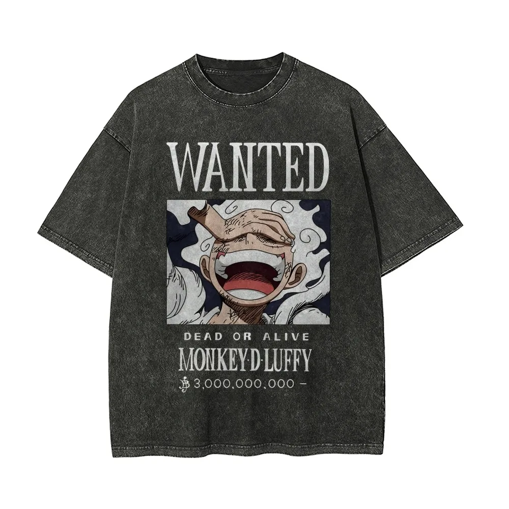 One Piece Luffy Oversized PTTT0604 Vintage Washed T-shirt