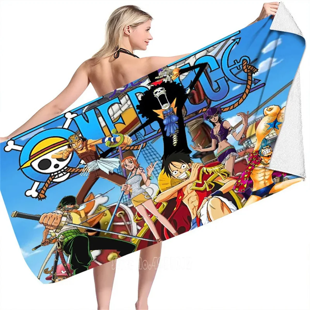 One Piece PTTT0704 Pirate Themed Bath Towel for Beach, Pool & Bathroom