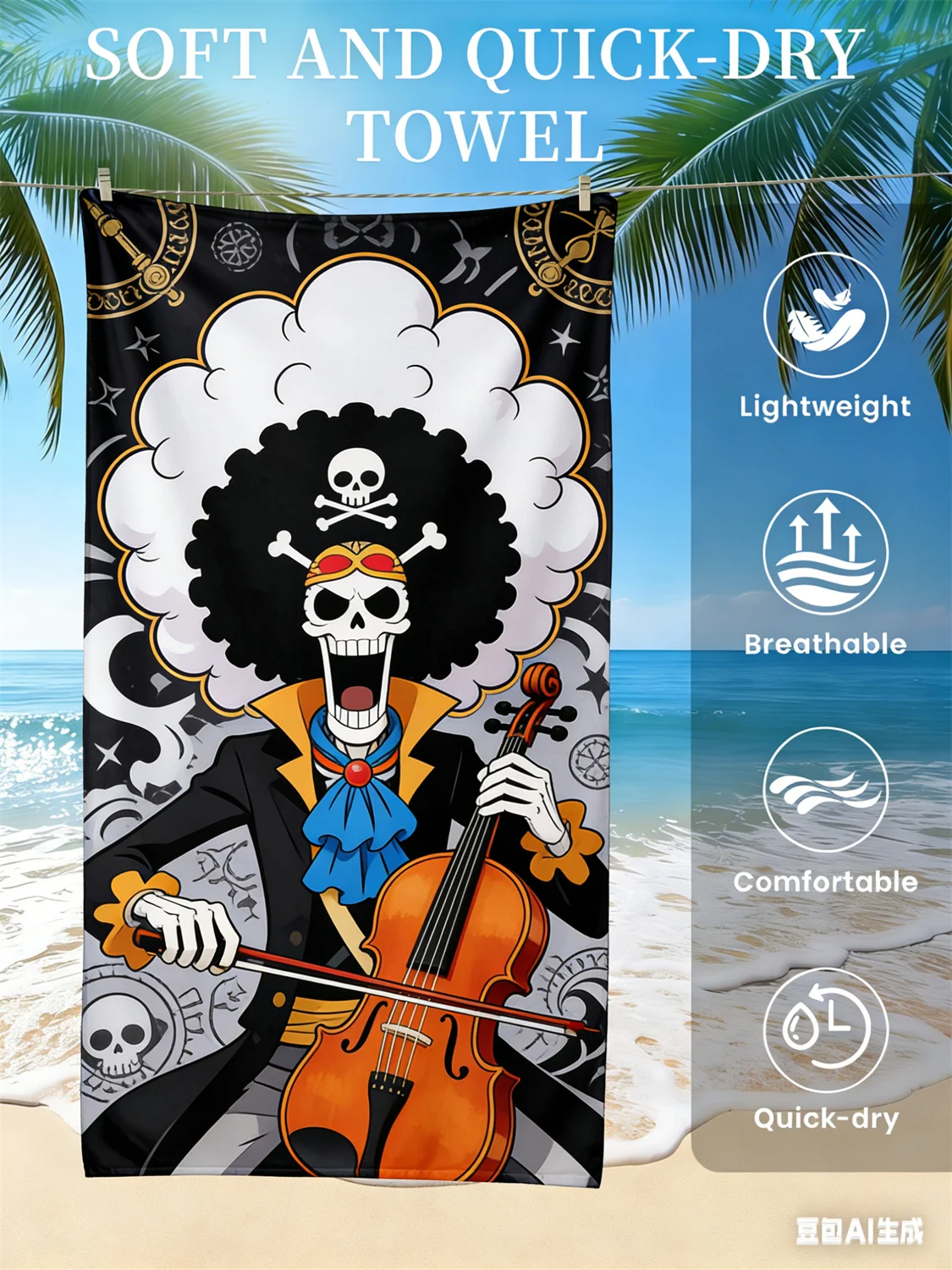 One Piece Straw Hat Pirates Beach Towel